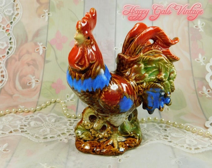 Rooster Figurine, Ceramic Rooster Figurine, Vintage Ceramic Rooster