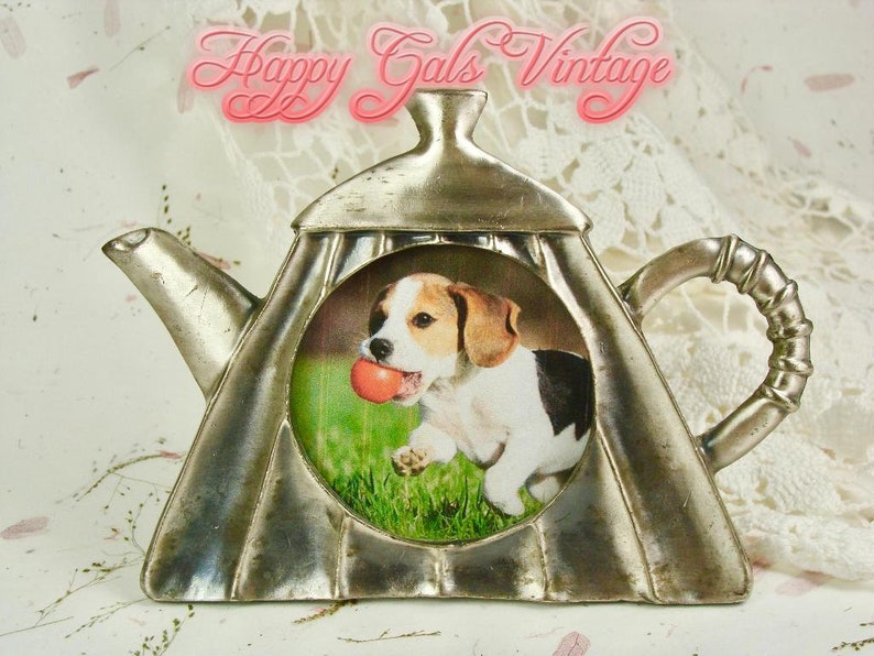 Teapot Frame Shaped Picture Vintage 3 X Image 0