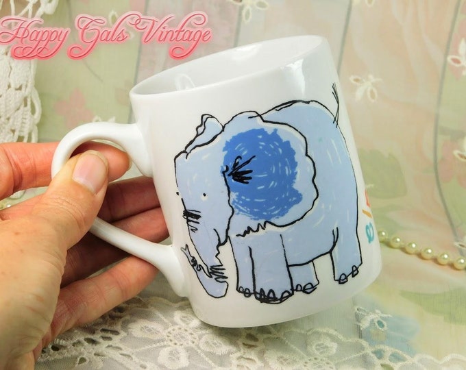 Elephant Mug, Porcelain Mug With Elephant Design, Ceramic Mug with Elephant, Small Ceramic Mug with Elephant Design Best Cute Elephant Gift