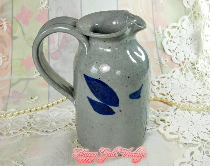 Ceramic Creamer Pitcher in Gray, Vintage Large Handmade Grey Ceramic Creamer Pitcher, Tall Gray Creamer Beautiful Hand Thrown Ceramic Gift