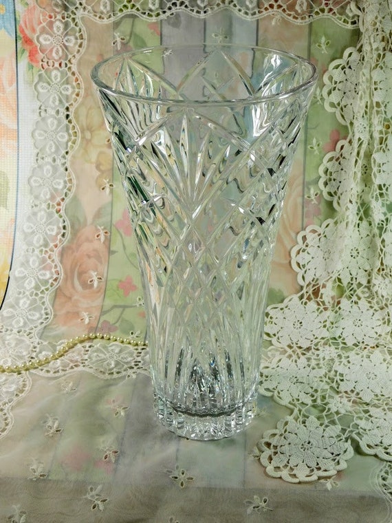 Large Round Ramla Glass Vase with Brass Lid Circular Clear Glass Stem Vase Nkuku 