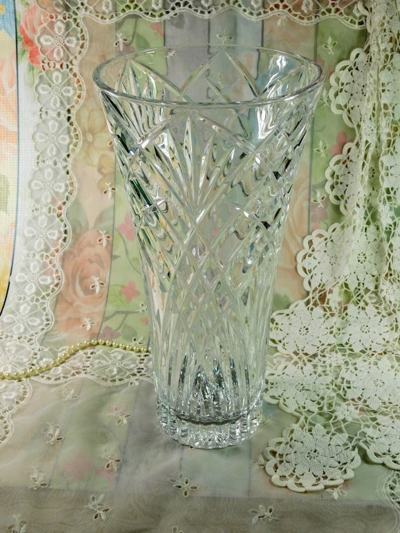 Extra Large Crystal Vase 12 Tall Vintage Leaded Crystal Etsy