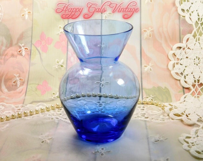 Little Blue Vase, Small Glass Vase in Royal Blue, Dark Blue Glass Vase