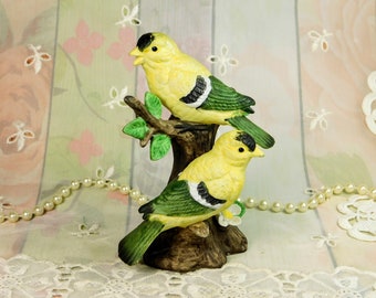 Oriole Birds Figurine by Lefton China from the Nest Egg Collection, Vintage Yellow Oriole Birds on a Branch Figurine, , Cute Bird Lover Gift