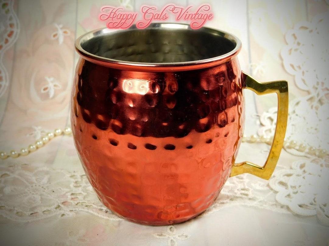 Copper Mug, Vintage Copper Colored Metal Mug From India, Large Dimpled ...