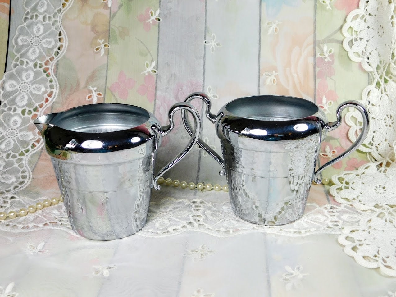 Silver Chromium Creamer Pitcher and Sugar Bowl by Cromwell - Etsy