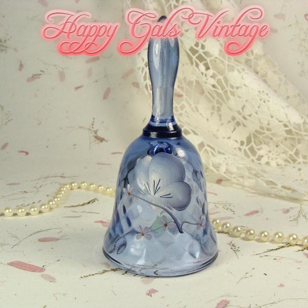 Blue Crystal Bell, Blue Glass Bell, Small Vintage Glass Bell, Blue Bell Gift, Little Blue Bell, Small Glass Bell in Blue, Handpainted Bell