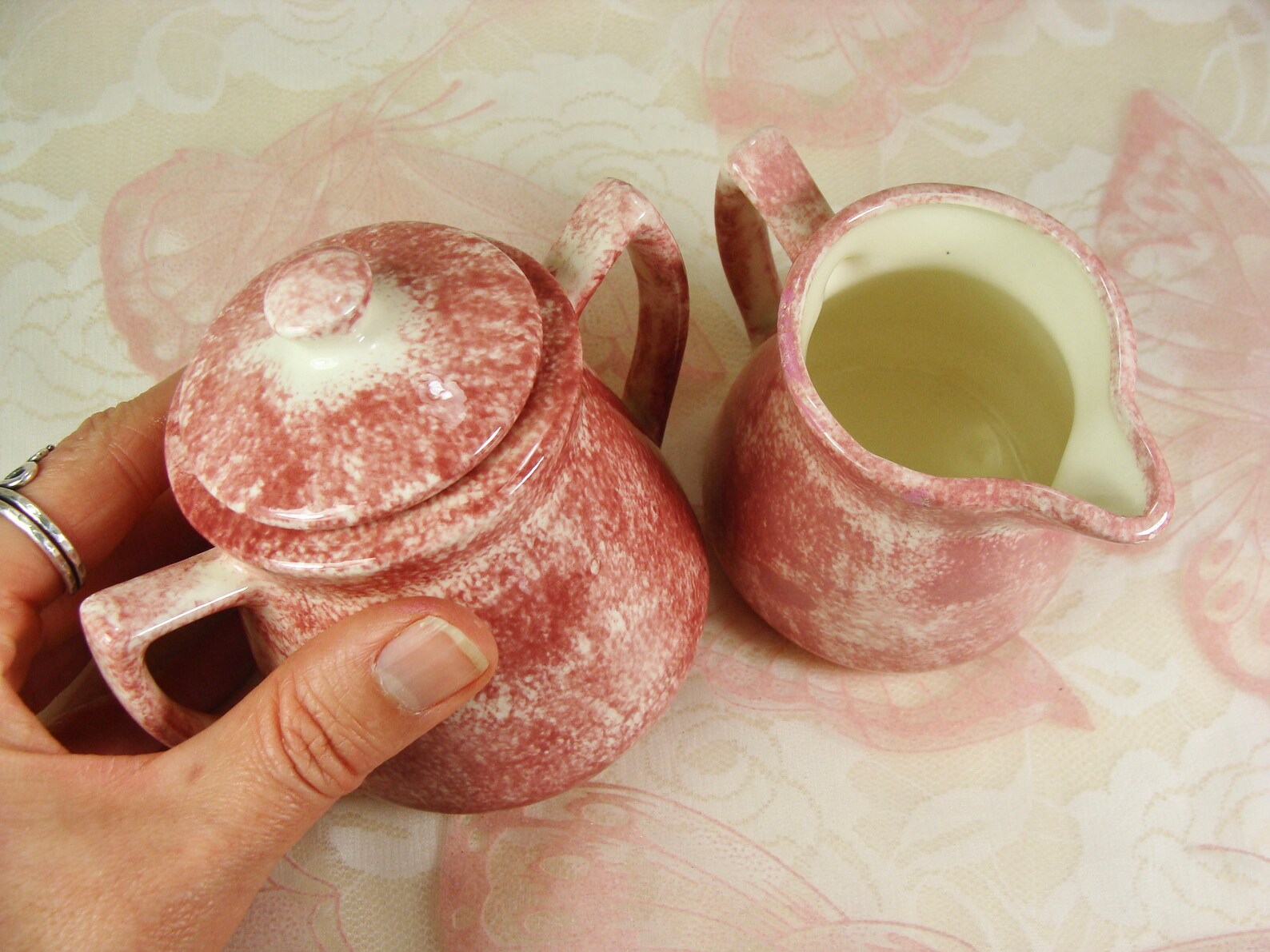 Pink Creamer and Sugar Bowl Set Pink Ceramic Cream and Sugar Etsy