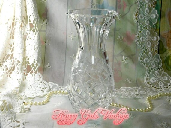Crystal Vase Vintage Cut Crystal Vase Clear Crystal Vase Etsy