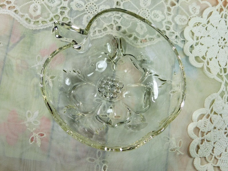 Apple Bowl Clear Glass Apple Shaped Bowl Small Vintage Etsy