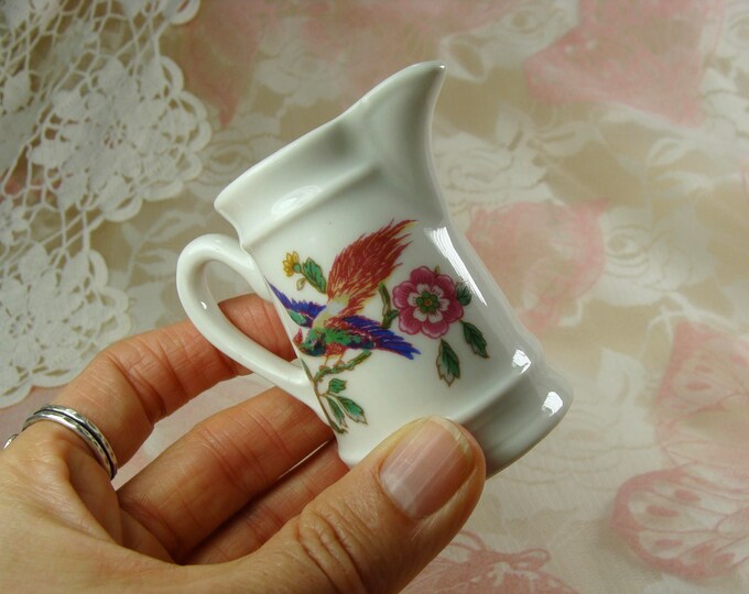 Doll's Pitcher, Tiny Pitcher, Little Porcelain Pitcher, Little Bird Pitcher, Small Porcelain Pitcher, Little Cordon Bleau Pitcher Gift