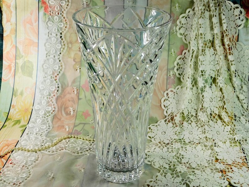 Extra Large Crystal Vase 12 Tall Vintage Leaded Crystal Etsy