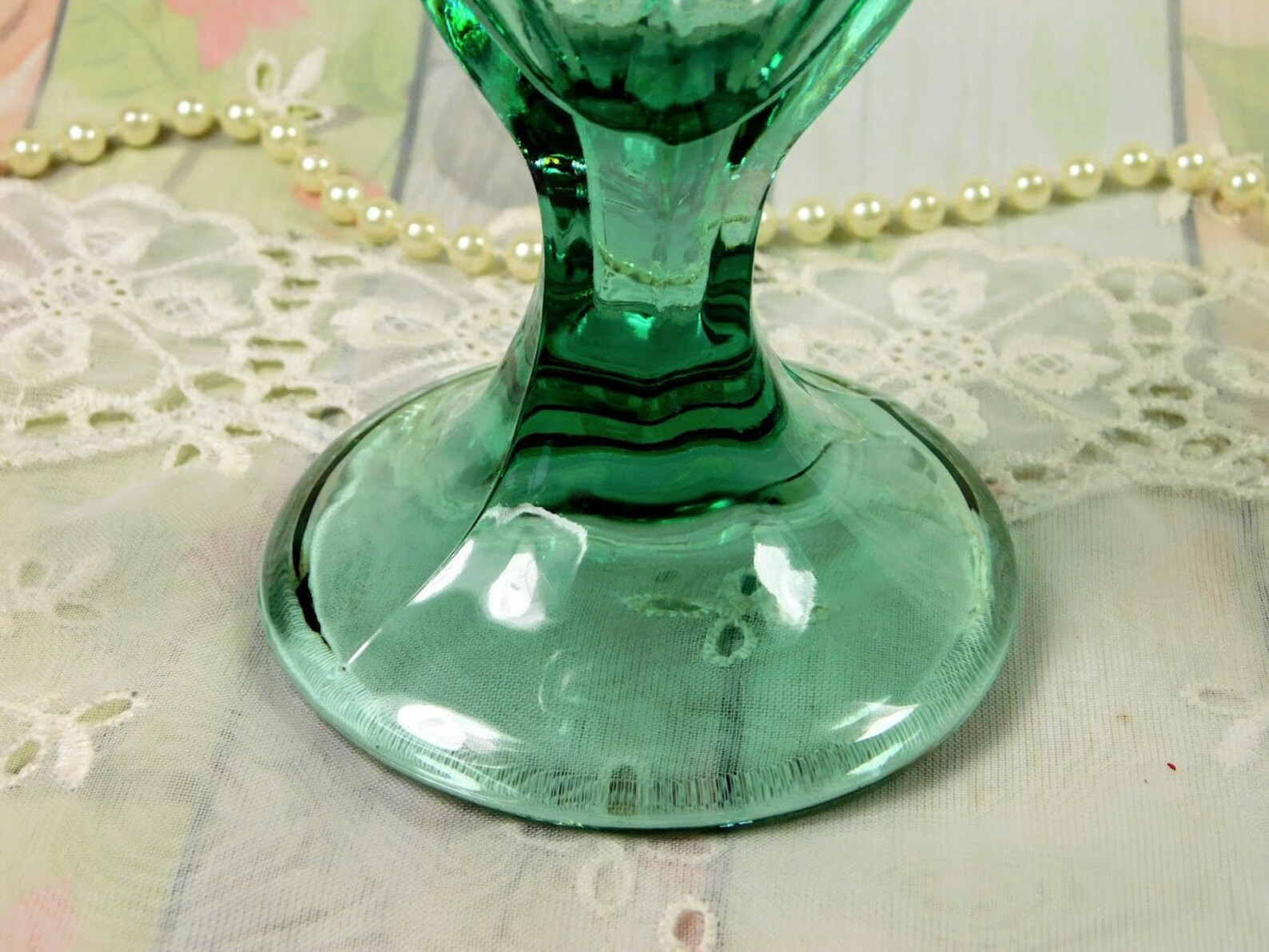 Teal Green Glass Cup Vintage Clear Glass Ice Cream Cup in Etsy