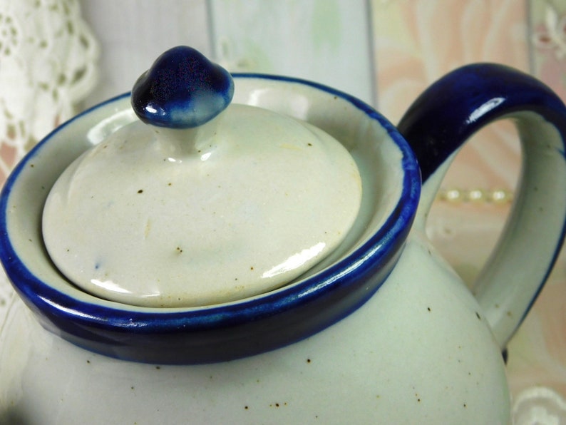 Vintage Grey Ceramic Teapot Tea Drinker Gray /& Navy Teapot Gift for Tea Lover Gray Ceramic Teapot Small Ceramic Teapot in Stoneware Gray