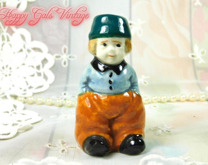 Boy Figurine Salt Shaker, Vintage Salt Shaker Little Boy, Porcelain Little Boy Salt Shaker, Ceramic Little Dutch Boy Figurine Pepper Shaker