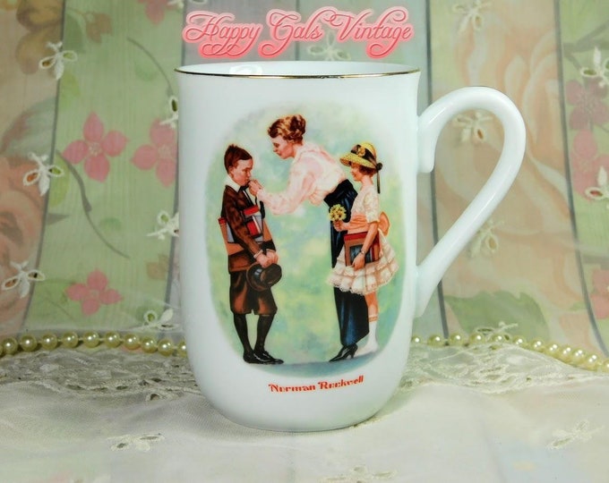 Norman Rockwell Mug, Mug from the Norman Rockwell Museum Collection, Norman Rockwell Painting The First Day of School Porcelain Art Mug Gift