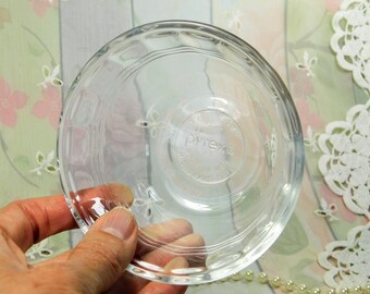 Small Clear Glass Bowl by Pyrex, Little Vintage Pressed Glass Custard or Sauce Dipping Bowl, Clear Glass Small 4" Diameter Bowl Made in USA