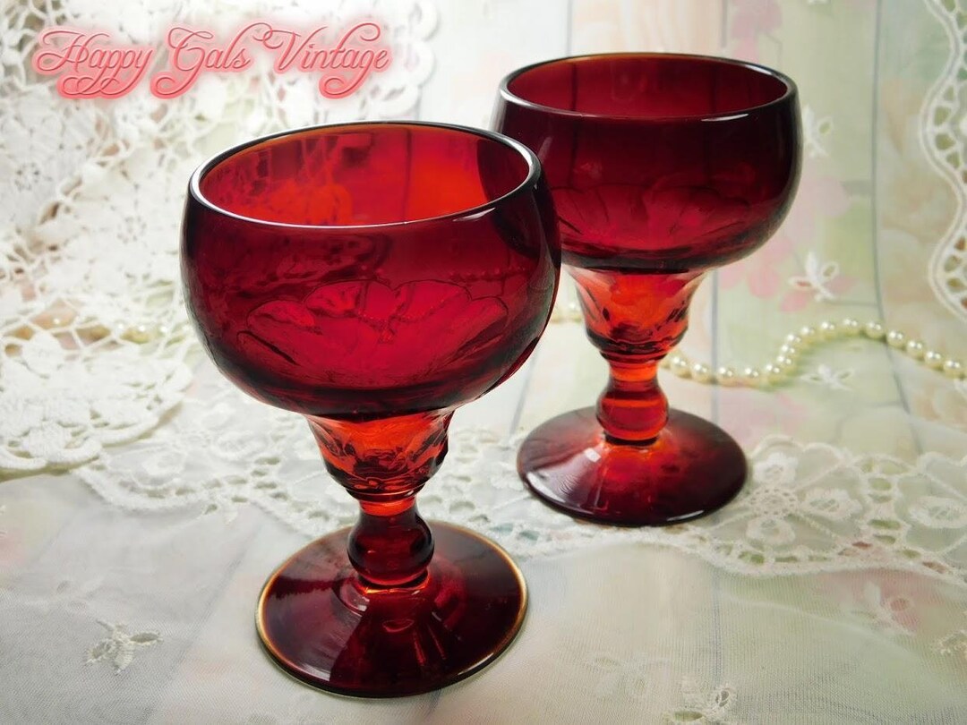 Red Liquor Glasses Set of Two Ruby Red Glass Cognac Glasses - Etsy