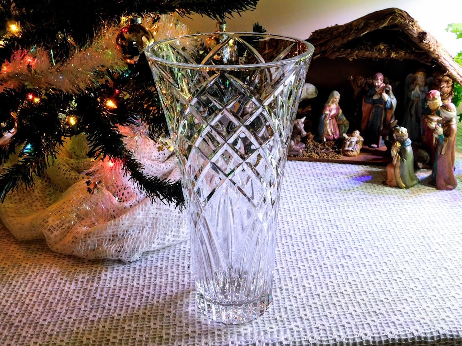 Extra Large Crystal Vase 12 Tall Vintage Leaded Crystal Etsy