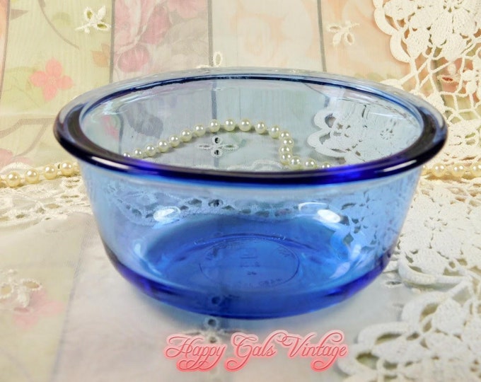 Small Blue Glass Bowl, Royal Blue Thick Glass Bowl, Dark Blue Oval Shaped Bowl with Rounded Bottom, Little Royal Blue Bowl in Shape of Oval