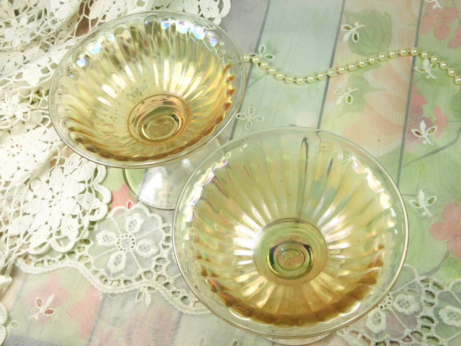 Orange Glass Dessert Cups Set of Two Fancy Footed Frosted Etsy