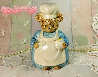 Teddy Bear Honey Pot By Otagiri of Japan, Vintage Porcelain Bear Figurine Honey Pot from Japan, Country Bear Figurine Ceramic Honey Jar