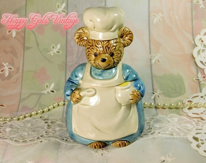 Teddy Bear Honey Pot By Otagiri of Japan, Vintage Porcelain Bear Figurine Honey Pot from Japan, Country Bear Figurine Ceramic Honey Jar