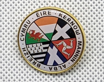 Épinglette drapeaux des nations celtiques, Pays de Galles, Écosse, Cornouailles, île de Man, Irlande, Bretagne, pays celtiques, insigne métallique 1 po, bouton drapeaux celtiques