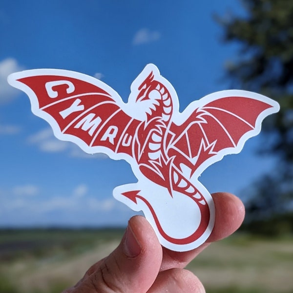 Welsh Dragon Cymru Sticker, 4 x 3 Inches, Weather Resistant Vinyl Die Cut Decal For Water Bottles, Windows, Laptops, Y Ddraig Goch, Wales