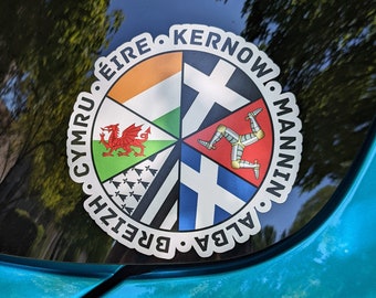 Celtic Nations Flags Sticker, Wales, Scotland, Cornwall, Isle of Man, Ireland, Brittany, Celtic Countries, Car Decal, Laptop Stickers