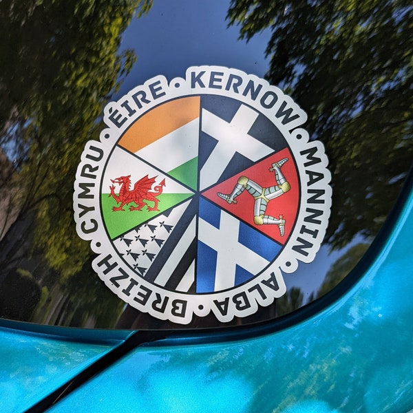 Pegatina de banderas de las naciones celtas, Gales, Escocia, Cornualles, Isla de Man, Irlanda, Bretaña, Países celtas, Calcomanía de coche, Pegatinas para portátiles