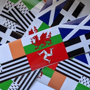 Celtic Nations Flags Bumper Sticker: Vinyl Weather Proof Car Decal (10x3 Inches)