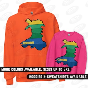Cymru Wales Map Unisex Hoodie / Sweatshirt – Retro Gradient Design – Welsh Pride Clothing