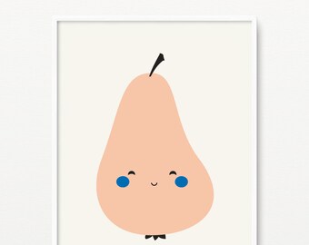 Printable Pear Nursery Wall Art- Pdf+Jpeg- 8"x10"- Instant Download- (AP-011)