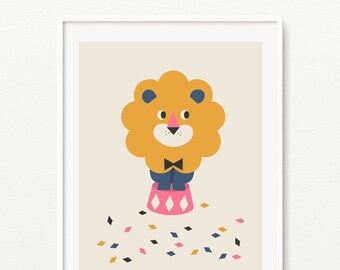 Printable Circus Lion- Kids room decor- Pdf+Jpeg- 8"x10"- Instant Download- (AP-050)