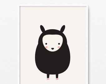 Black and White Sheep nursery printable file- Modern kids room decor- 8x10 inches-  pdf + jpeg- INSTANT DOWNLOAD- (AP-057)
