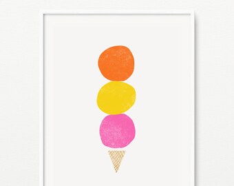 Colorful Ice Cream Scoops- Nursery Wall Art- Kids room decor- Pdf+Jpeg- 8"x10"- Instant Download- (AP-019)