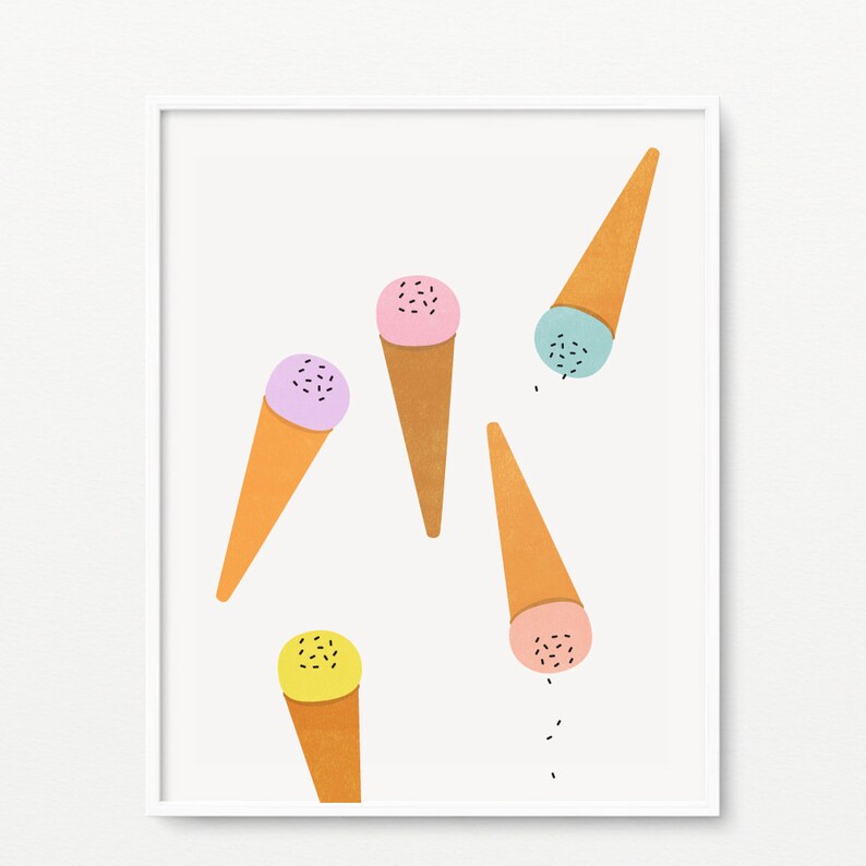 Ice Cream Poster Pastel Nursery Art Print
