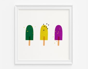 Printable Popsicles Nursery Wall Art- Pdf+Jpeg- 8" x 8"- Instant Download- (AP-006-2)