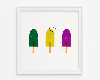Printable Popsicles Nursery Wall Art- Pdf+Jpeg- 8" x 8"- Instant Download- (AP-006-2)