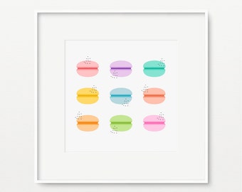 Printable Macaroons Nursery Wall Art- Pdf+Jpeg- 8"x8"- Instant Download- (AP-009)