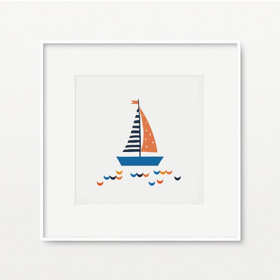 Printable Sailboat Nursery Wall Art Nautical Kids Decor | Etsy