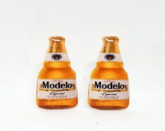 Modelo earrings (beer earrings, cerveza)