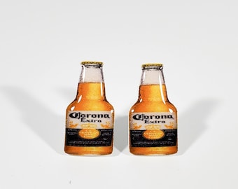 corona beer earrings (beer earrings, cerveza)