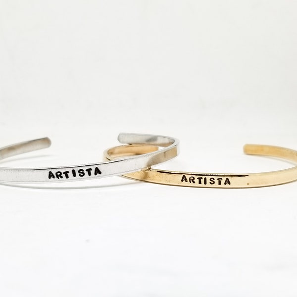 artista skinny cuff bracelet -gold, silver, and rose gold tone (artist bracelet)