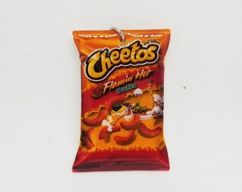 Hot cheeto puffs keychain (flaming hot cheetos, hot puffs, cheeto puffs)