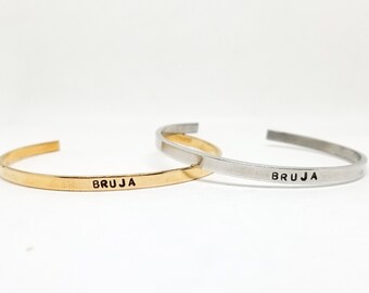 bruja skinny cuff bracelet- gold, silver, rose gold ( bruja cuff, bruja bangle)