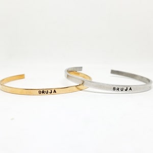 bruja skinny cuff bracelet- gold, silver, rose gold ( bruja cuff, bruja bangle)