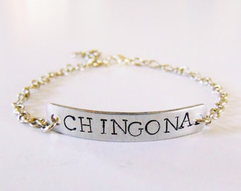 Chingona bracelet - silver and gold tone ( name bracelet, latinx bracelet, chingona)