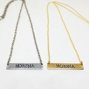 morena bar necklace- gold and silver (horizontal bar, morenita, brown girl)